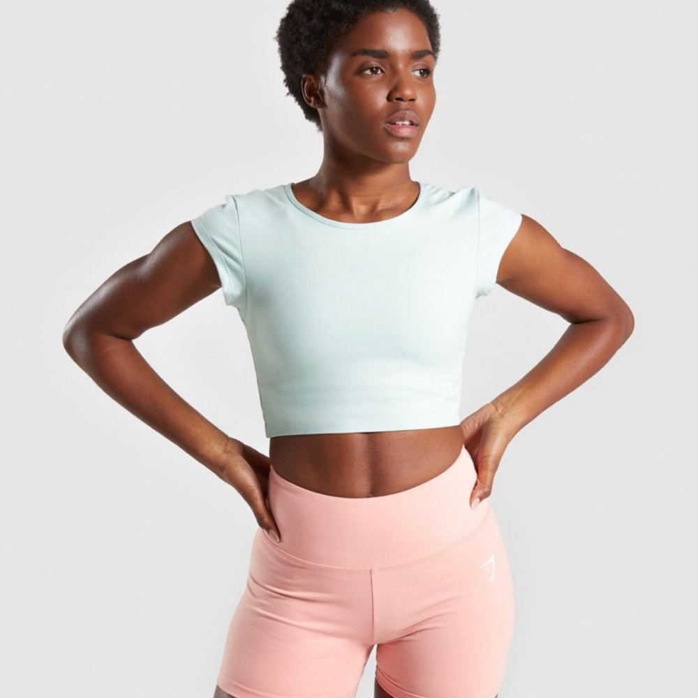 Gymshark dreamy cap sleeve crop top S light green